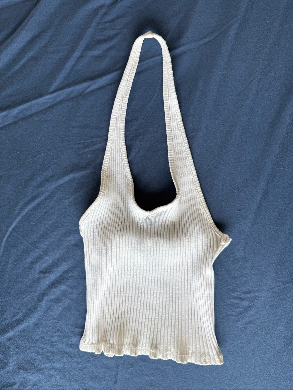 Zara Cream Ribbed Halter Tank